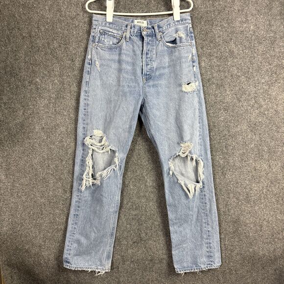 AGOLDE90's Jeans Womens Size 27 Blue Destroyed Straight Button Fly